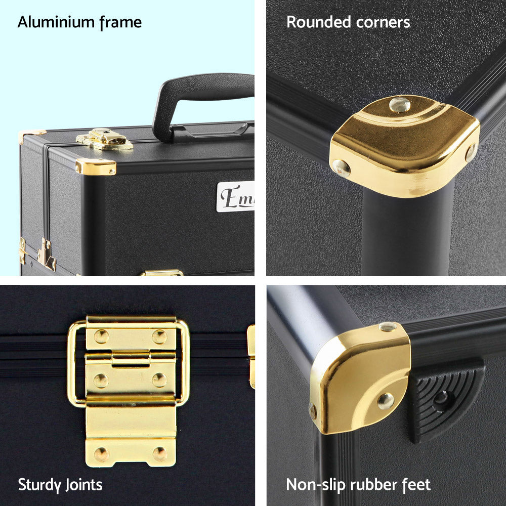 Cosmetic & Toiletry Bags: Embellir Portable Cosmetic Beauty Makeup Case - Black & Gold
