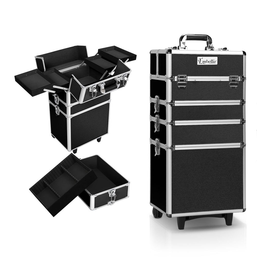 Makeup Organisation & Storage: Embellir Makeup Case Beauty Trolley Cosmetic Organiser Box Travel Wheels Black