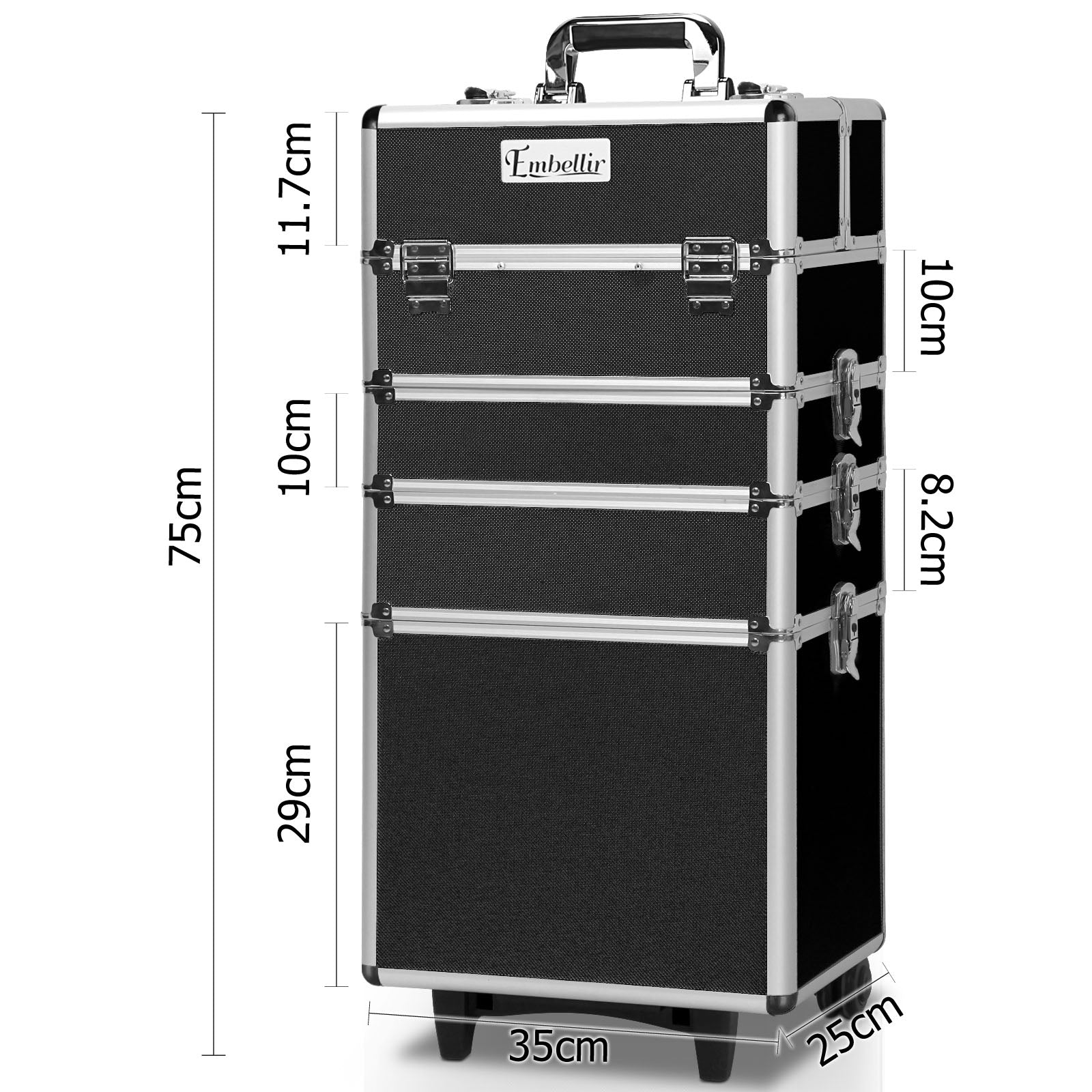 Makeup Organisation & Storage: Embellir Makeup Case Beauty Trolley Cosmetic Organiser Box Travel Wheels Black