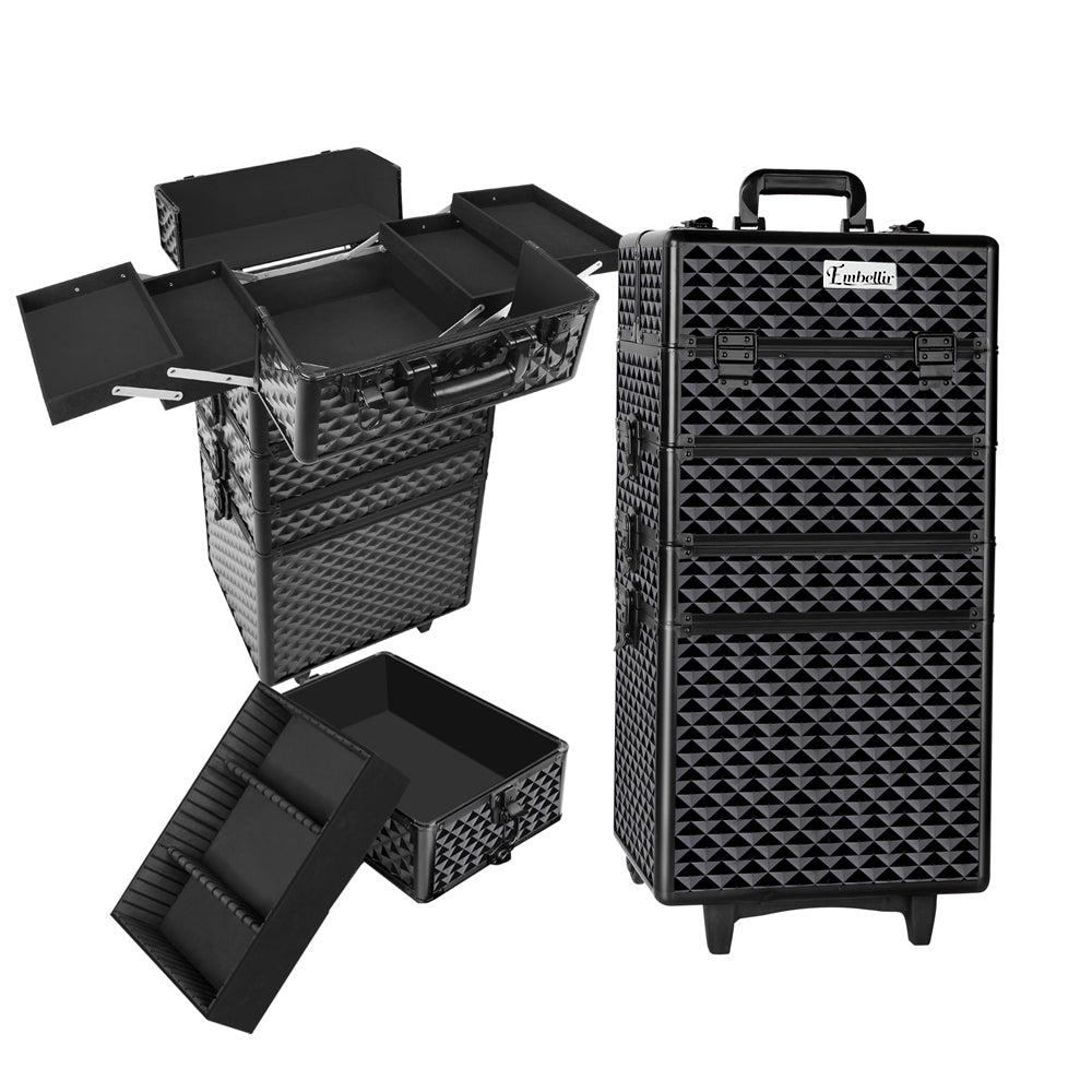 Makeup Organisation & Storage: Embellir Makeup Case Beauty Trolley Cosmetic Organiser Box Travel Wheels Diamond