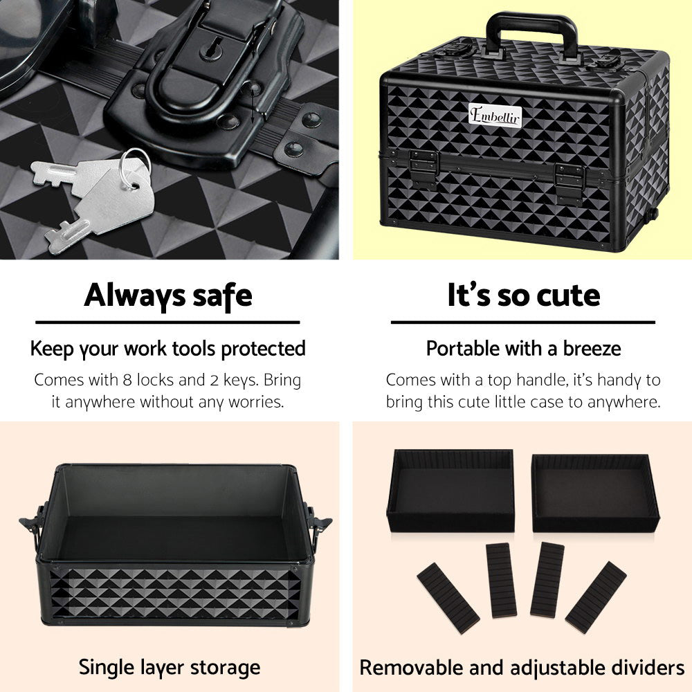 Makeup Organisation & Storage: Embellir Makeup Case Beauty Trolley Cosmetic Organiser Box Travel Wheels Diamond