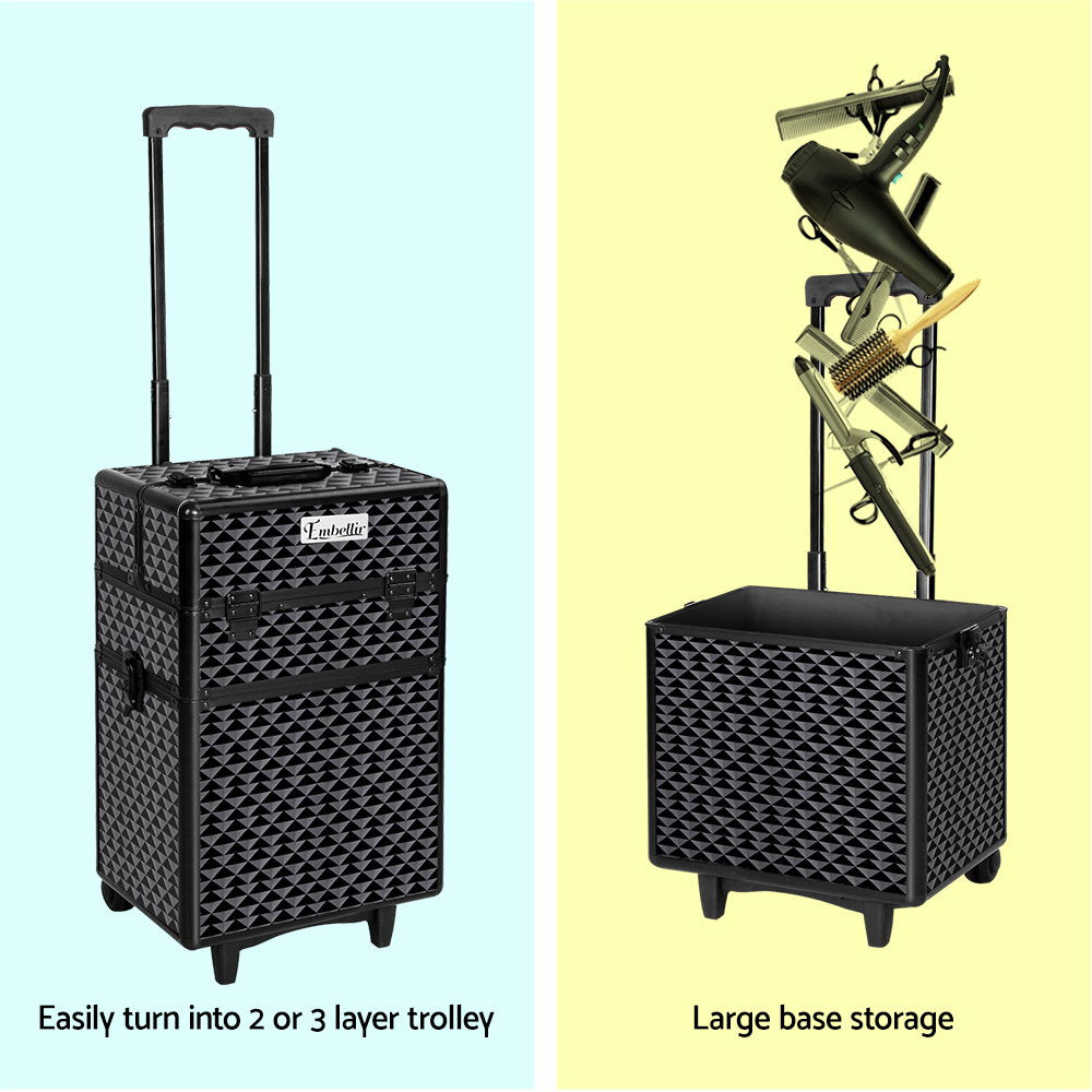Makeup Organisation & Storage: Embellir Makeup Case Beauty Trolley Cosmetic Organiser Box Travel Wheels Diamond