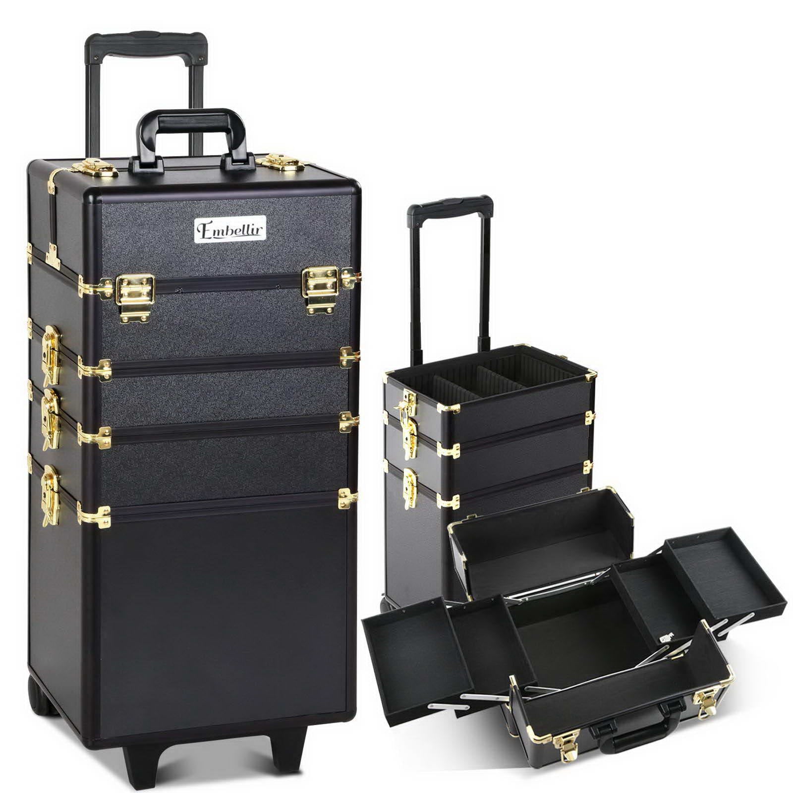 Makeup Organisation & Storage: Embellir Makeup Case Beauty Trolley Cosmetic Organiser Box Travel Wheels Gold