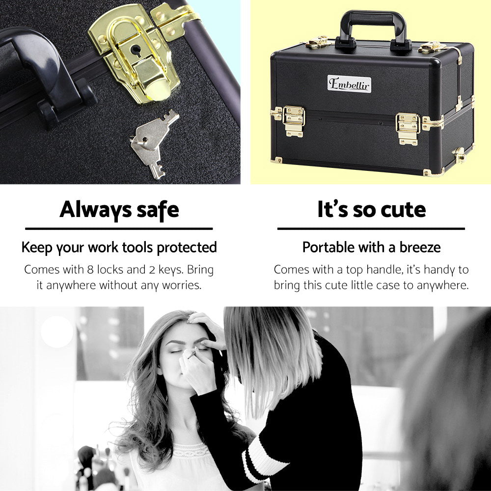 Makeup Organisation & Storage: Embellir Makeup Case Beauty Trolley Cosmetic Organiser Box Travel Wheels Gold