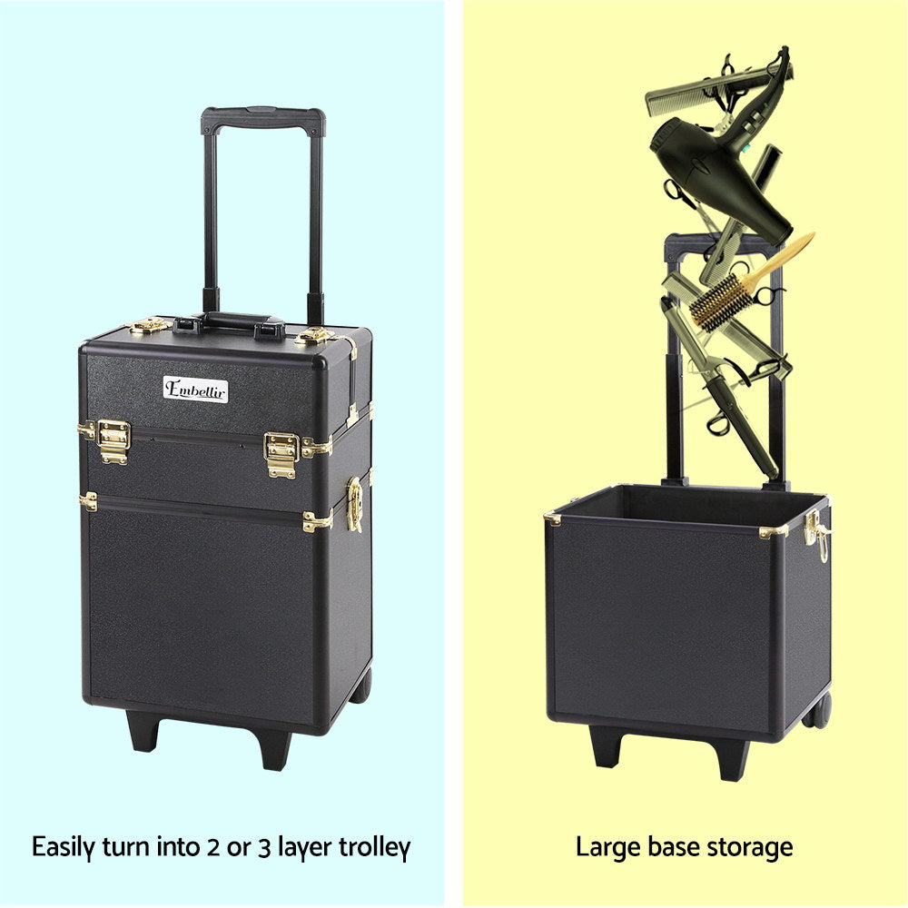 Makeup Organisation & Storage: Embellir Makeup Case Beauty Trolley Cosmetic Organiser Box Travel Wheels Gold