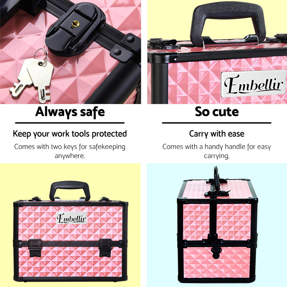 Cosmetic & Toiletry Bags: Embellir Portable Cosmetic Beauty Makeup Case - Diamond Pink