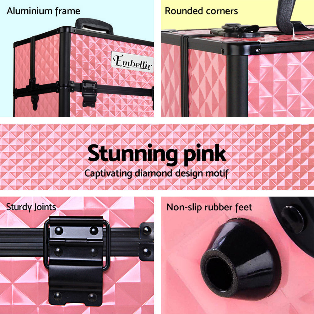 Cosmetic & Toiletry Bags: Embellir Portable Cosmetic Beauty Makeup Case - Diamond Pink