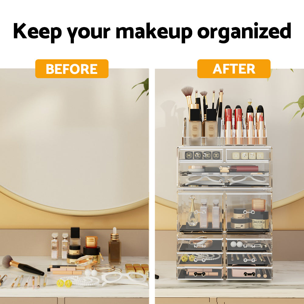Makeup Organisation & Storage: Embellir Makeup Case Acrylic Cosmetic Organizer Storage Box Jewellery Holder