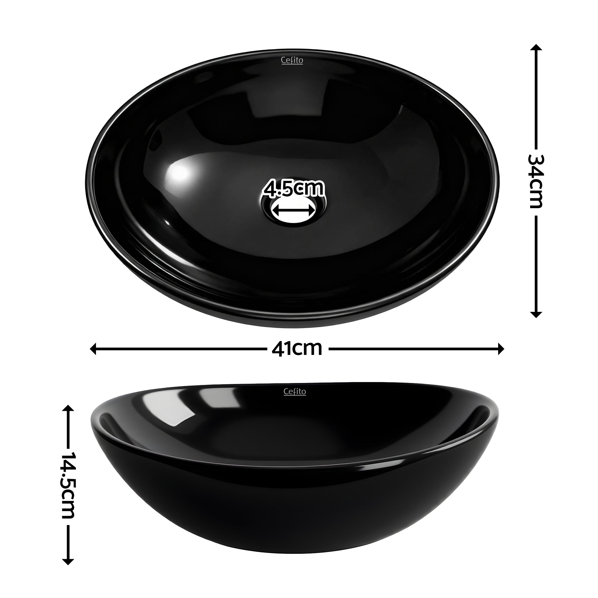 Sinks: Cefito Bathroom Basin Ceramic Vanity Sink Hand Wash Bowl 41x34cm