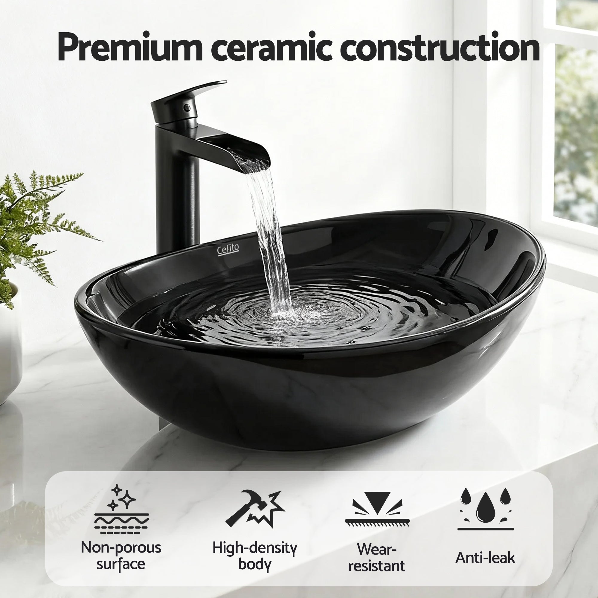 Sinks: Cefito Bathroom Basin Ceramic Vanity Sink Hand Wash Bowl 41x34cm