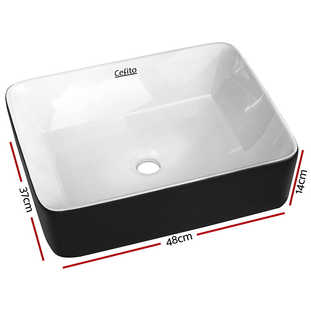 Sinks: Cefito Bathroom Basin Ceramic Vanity Sink Hand Wash Bowl 48x37cm