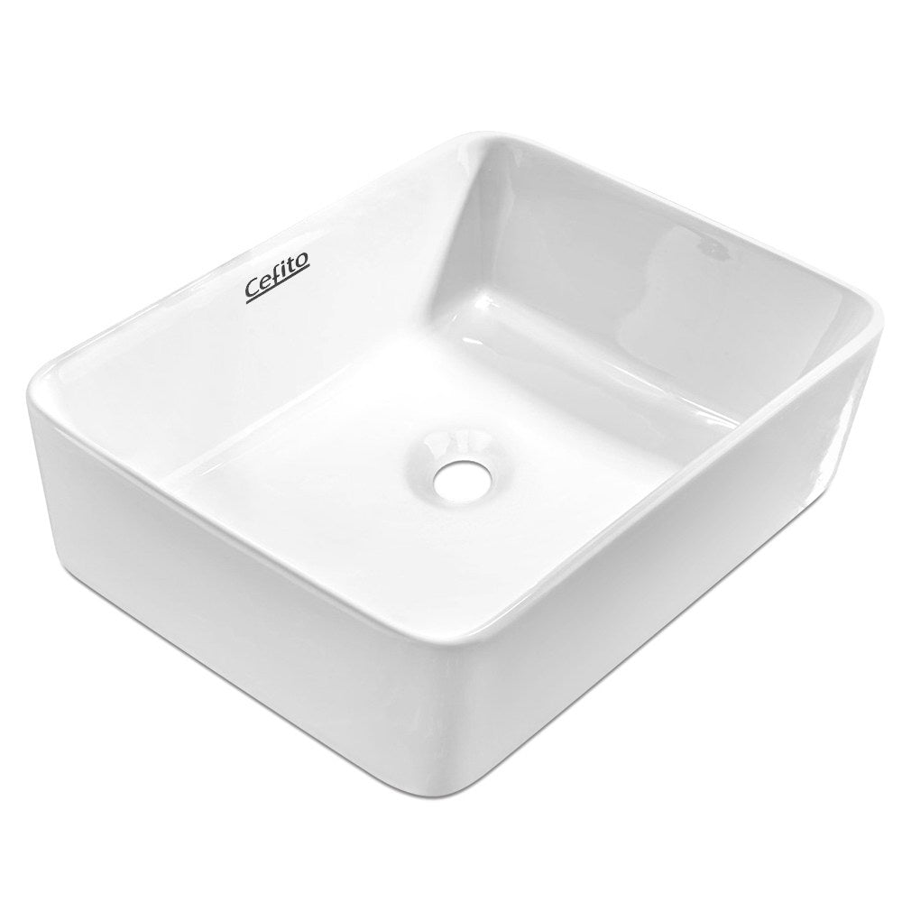 Sinks: Cefito Bathroom Basin Ceramic Vanity Sink Hand Wash Bowl 48x37cm White