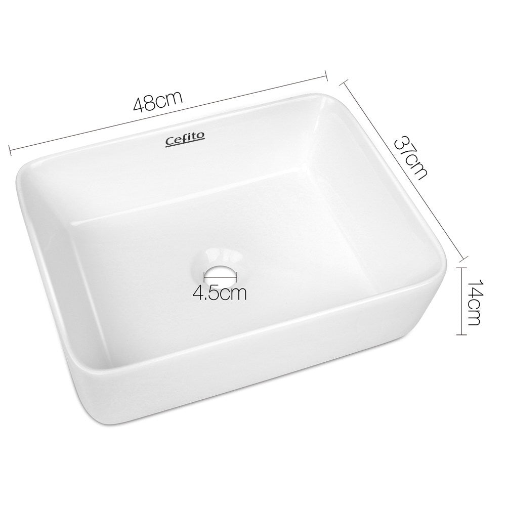 Sinks: Cefito Bathroom Basin Ceramic Vanity Sink Hand Wash Bowl 48x37cm White