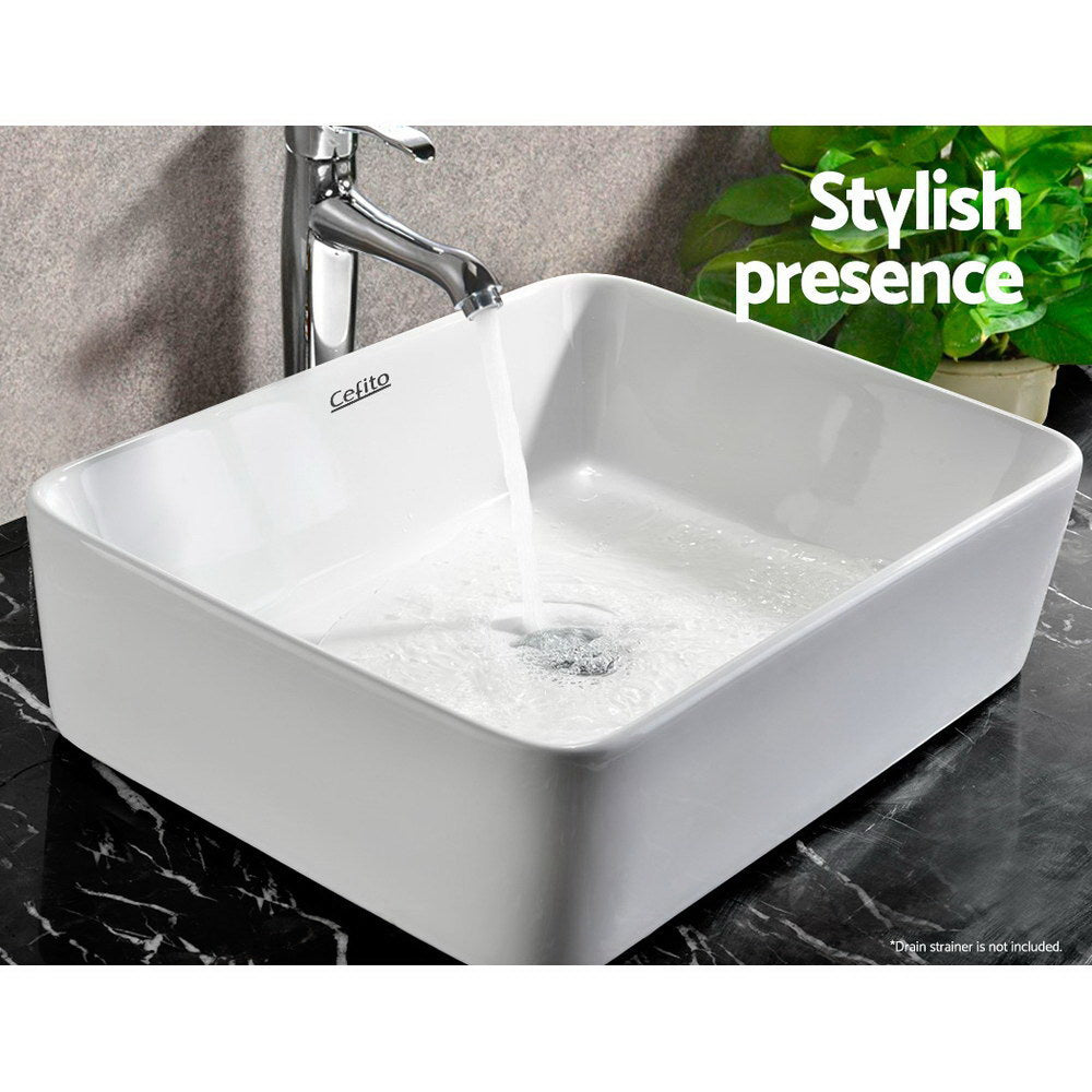Sinks: Cefito Bathroom Basin Ceramic Vanity Sink Hand Wash Bowl 48x37cm White