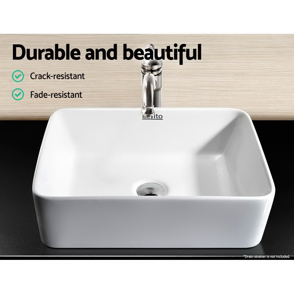 Sinks: Cefito Bathroom Basin Ceramic Vanity Sink Hand Wash Bowl 48x37cm White