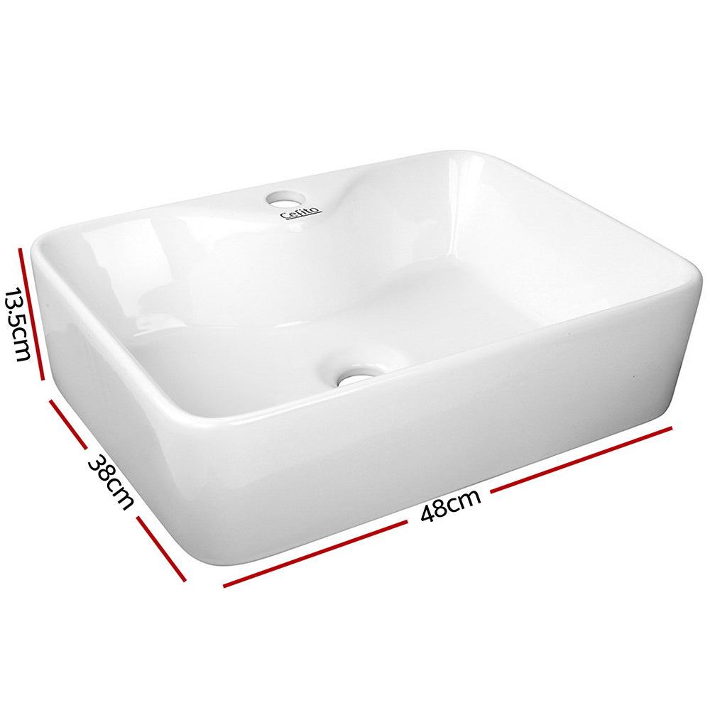 Sinks: Cefito Bathroom Basin Ceramic Vanity Sink Hand Wash Bowl 48x38cm