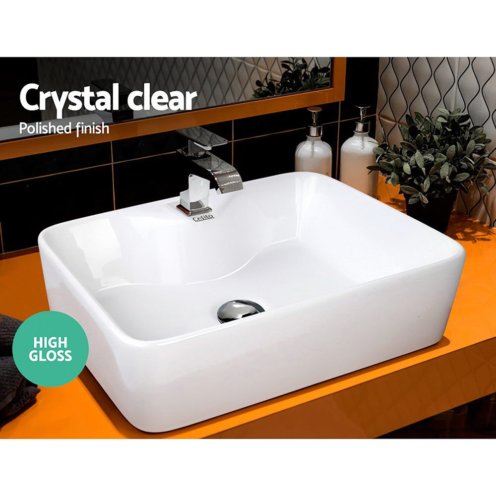 Sinks: Cefito Bathroom Basin Ceramic Vanity Sink Hand Wash Bowl 48x38cm