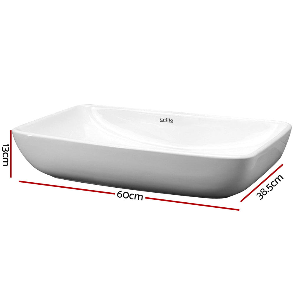 Sinks: Cefito Bathroom Basin Ceramic Vanity Sink Hand Wash Bowl 60x38cm