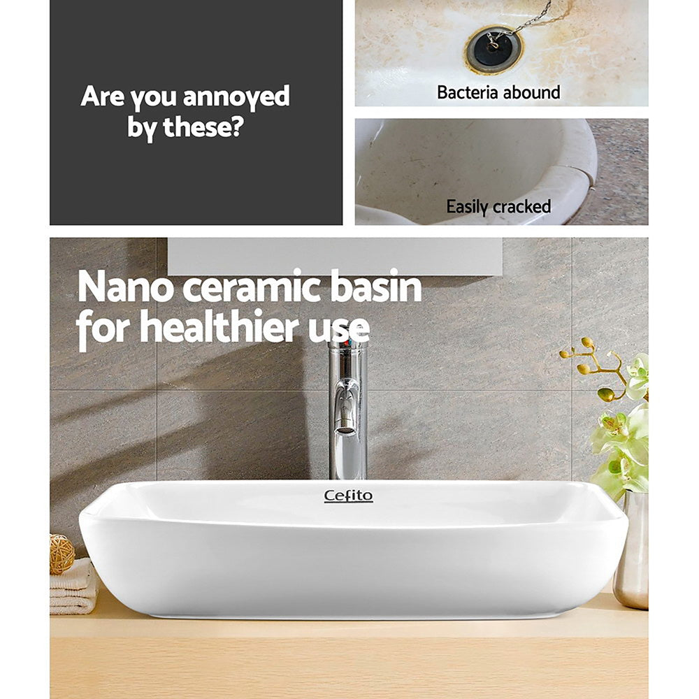 Sinks: Cefito Bathroom Basin Ceramic Vanity Sink Hand Wash Bowl 60x38cm