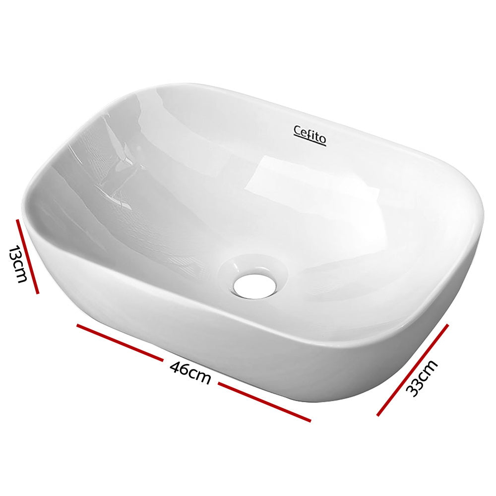 Sinks: Cefito Bathroom Basin Ceramic Vanity Sink Hand Wash Bowl 46x33cm