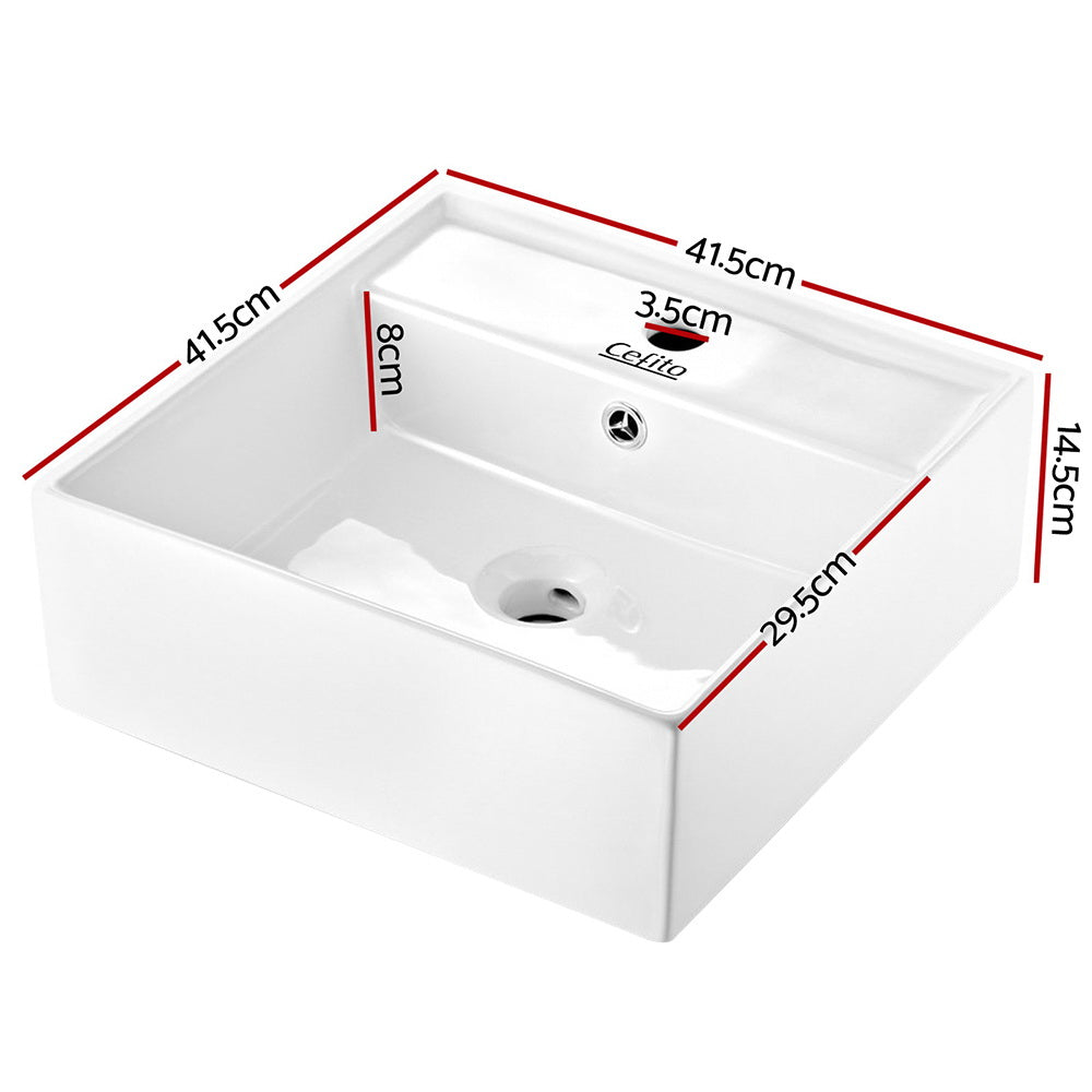 Sinks: Cefito Bathroom Basin Ceramic Vanity Sink Hand Wash Bowl 41x41cm