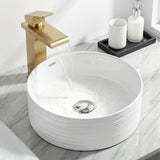 Sinks: Cefito Bathroom Basin Vanity Sink Vessel Ceramic White Round Countertop 36cm