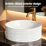 Sinks: Cefito Bathroom Basin Vanity Sink Vessel Ceramic White Round Countertop 36cm