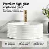 Sinks: Cefito Bathroom Basin Vanity Sink Vessel Ceramic White Round Countertop 36cm