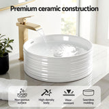 Sinks: Cefito Bathroom Basin Vanity Sink Vessel Ceramic White Round Countertop 36cm