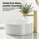 Sinks: Cefito Bathroom Basin Vanity Sink Vessel Ceramic White Round Countertop 36cm