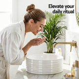 Sinks: Cefito Bathroom Basin Vanity Sink Vessel Ceramic White Round Countertop 36cm