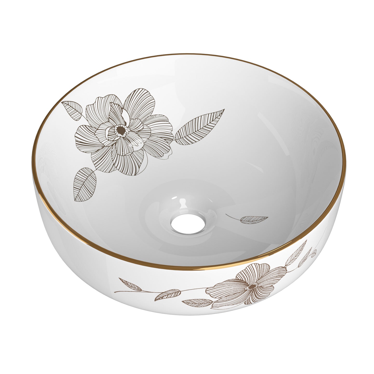 Sinks: Cefito Bathroom Basin Ceramic Vanity Sink Hand Wash Bowl with Pattern 41x41cm
