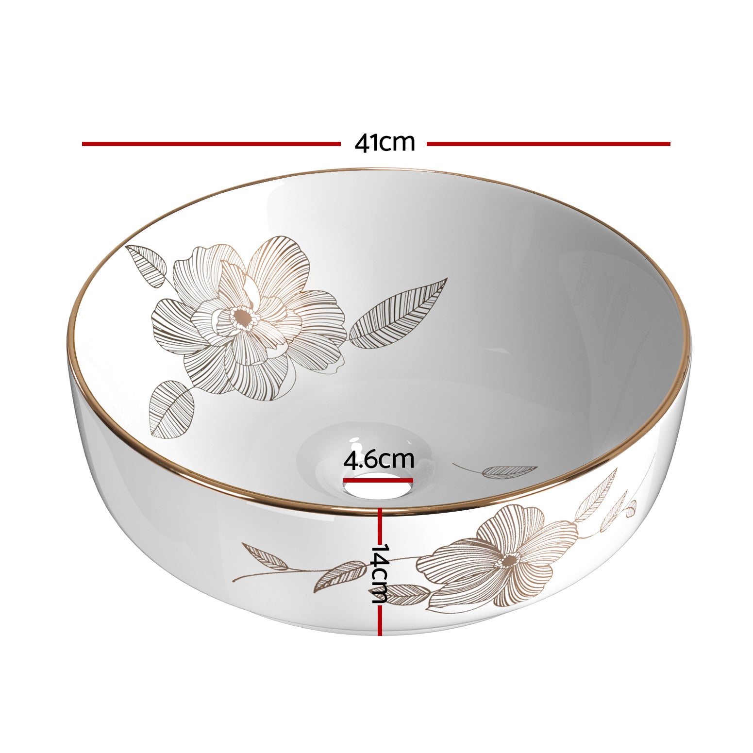 Sinks: Cefito Bathroom Basin Ceramic Vanity Sink Hand Wash Bowl with Pattern 41x41cm