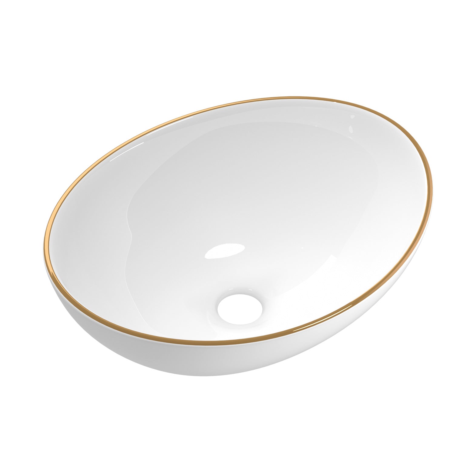 Sinks: Cefito Bathroom Basin Ceramic Vanity Sink Hand Wash Bowl Gold Line 41x34cm