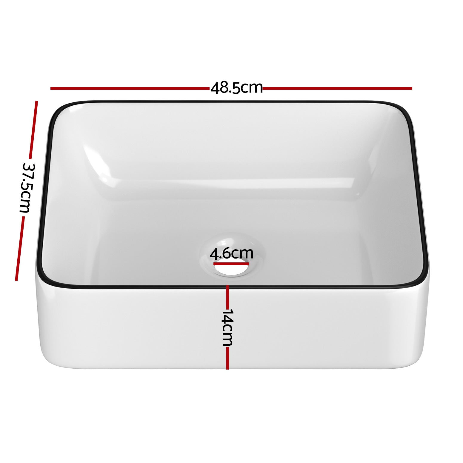 Sinks: Cefito Bathroom Basin Ceramic Vanity Sink Hand Wash Bowl Above Counter 48x37cm