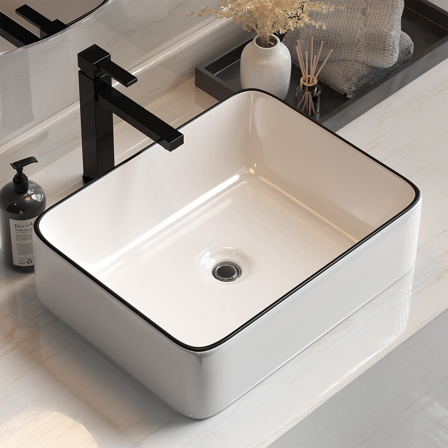 Sinks: Cefito Bathroom Basin Ceramic Vanity Sink Hand Wash Bowl Above Counter 48x37cm