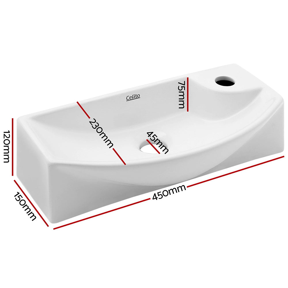 Sinks: Cefito Bathroom Basin Ceramic Vanity Sink Hand Wash Bowl 45x23cm