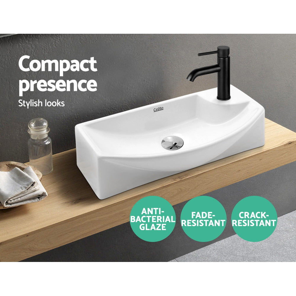 Sinks: Cefito Bathroom Basin Ceramic Vanity Sink Hand Wash Bowl 45x23cm