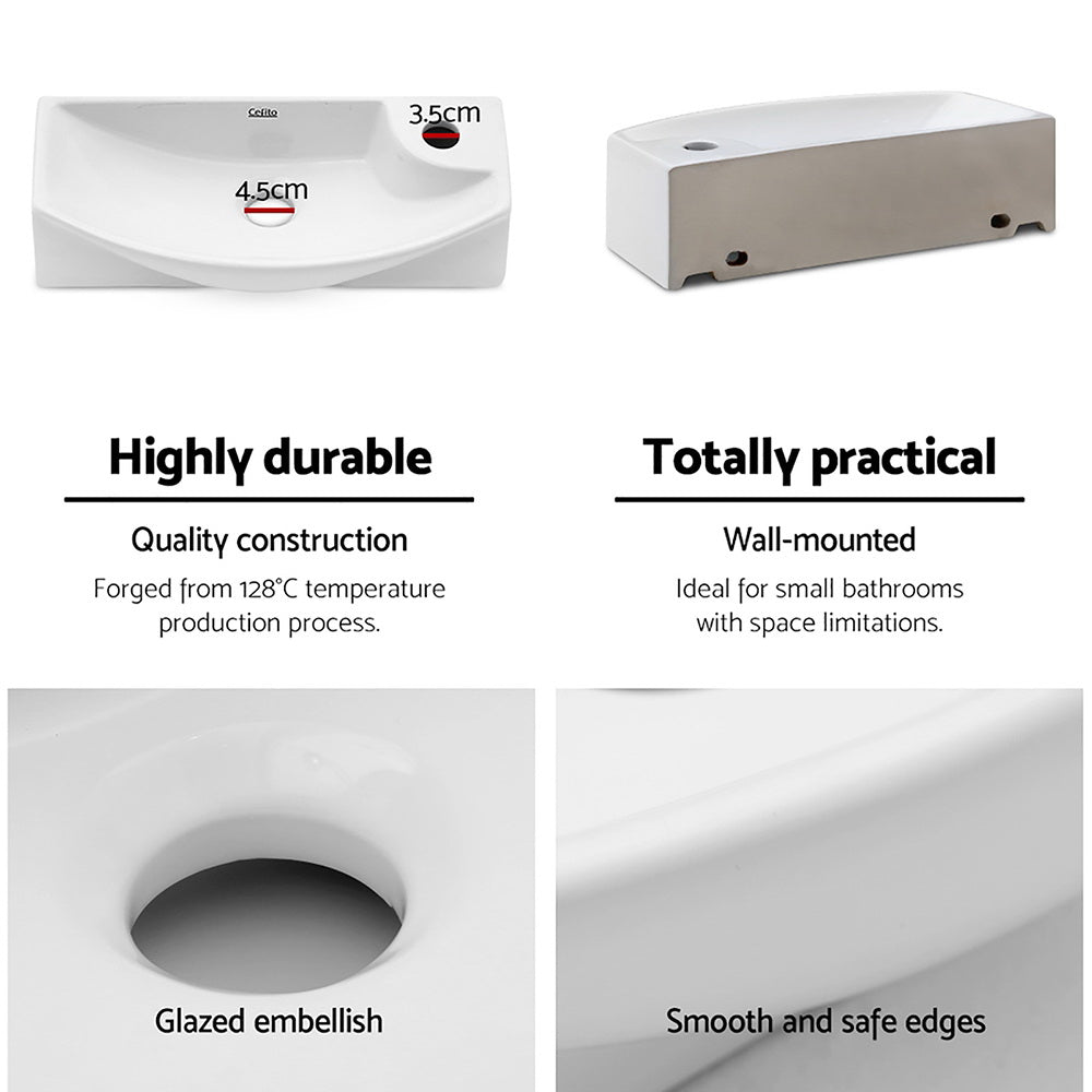 Sinks: Cefito Bathroom Basin Ceramic Vanity Sink Hand Wash Bowl 45x23cm