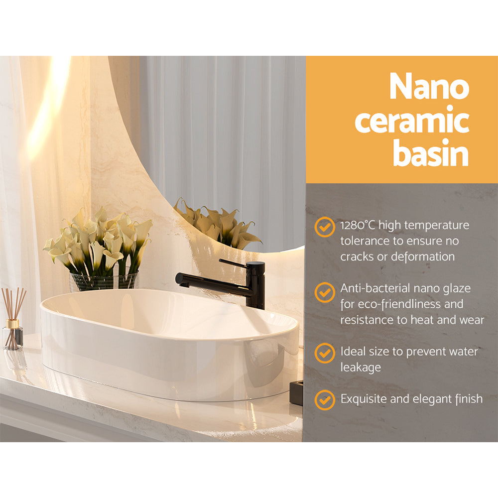 Sinks: Cefito Bathroom Basin Ceramic Vanity Sink Hand Wash Bowl 52x31cm