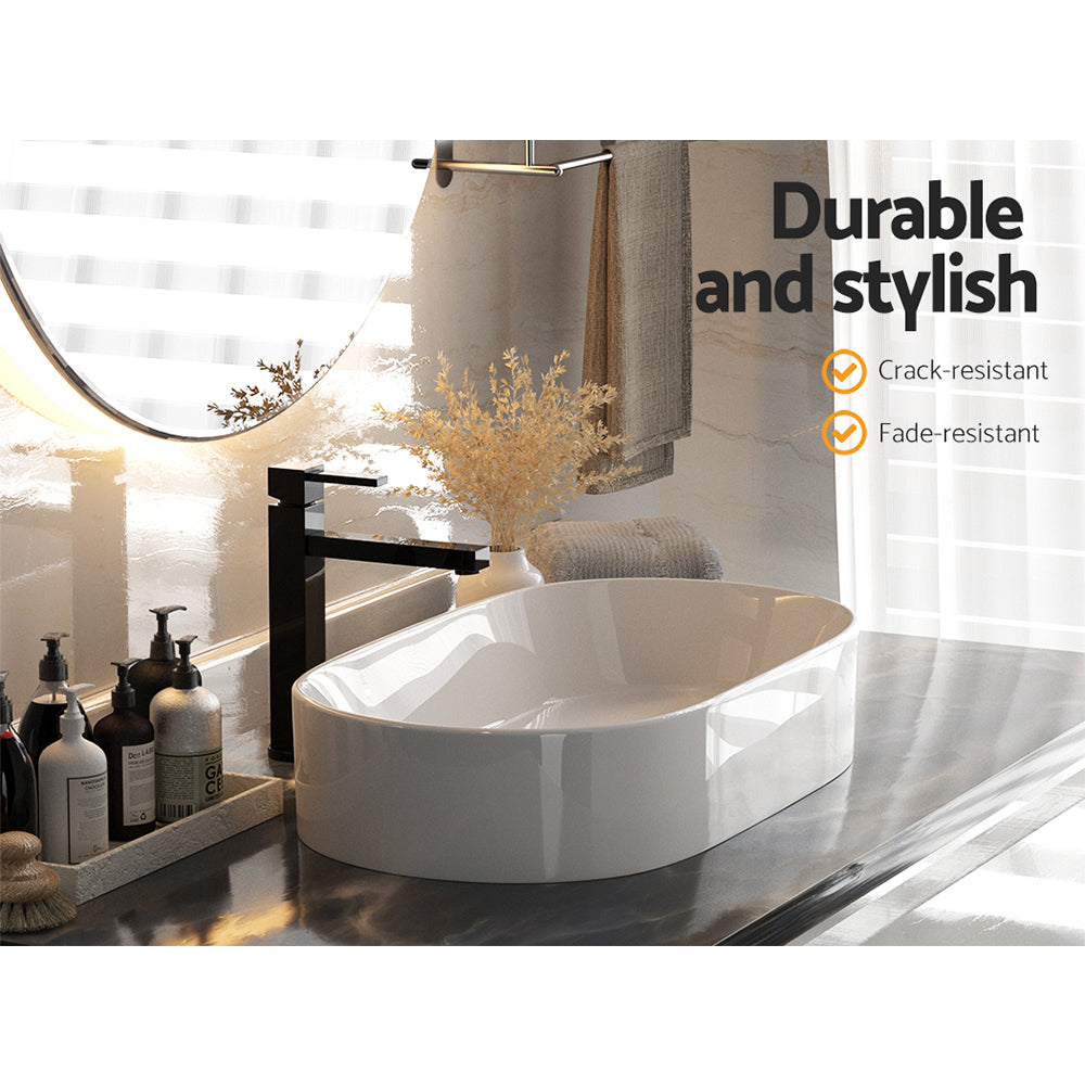 Sinks: Cefito Bathroom Basin Ceramic Vanity Sink Hand Wash Bowl 52x31cm