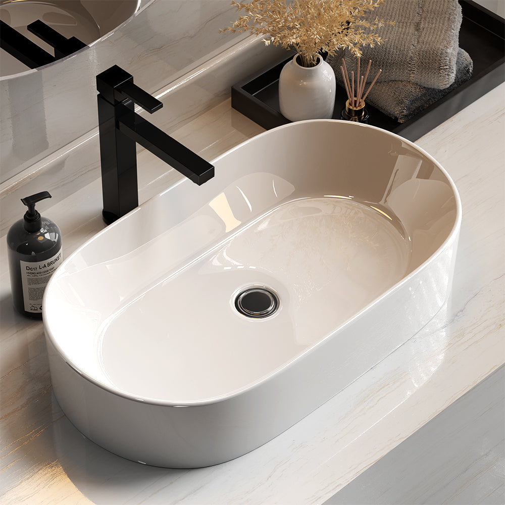 Sinks: Cefito Bathroom Basin Ceramic Vanity Sink Hand Wash Bowl 52x31cm