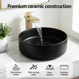 Sinks: Cefito Bathroom Basin Ceramic Vanity Sink Vessel Bowl Wash Matte Black Round Countertop