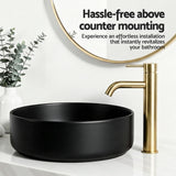 Sinks: Cefito Bathroom Basin Ceramic Vanity Sink Vessel Bowl Wash Matte Black Round Countertop