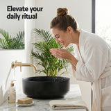 Sinks: Cefito Bathroom Basin Ceramic Vanity Sink Vessel Bowl Wash Matte Black Round Countertop