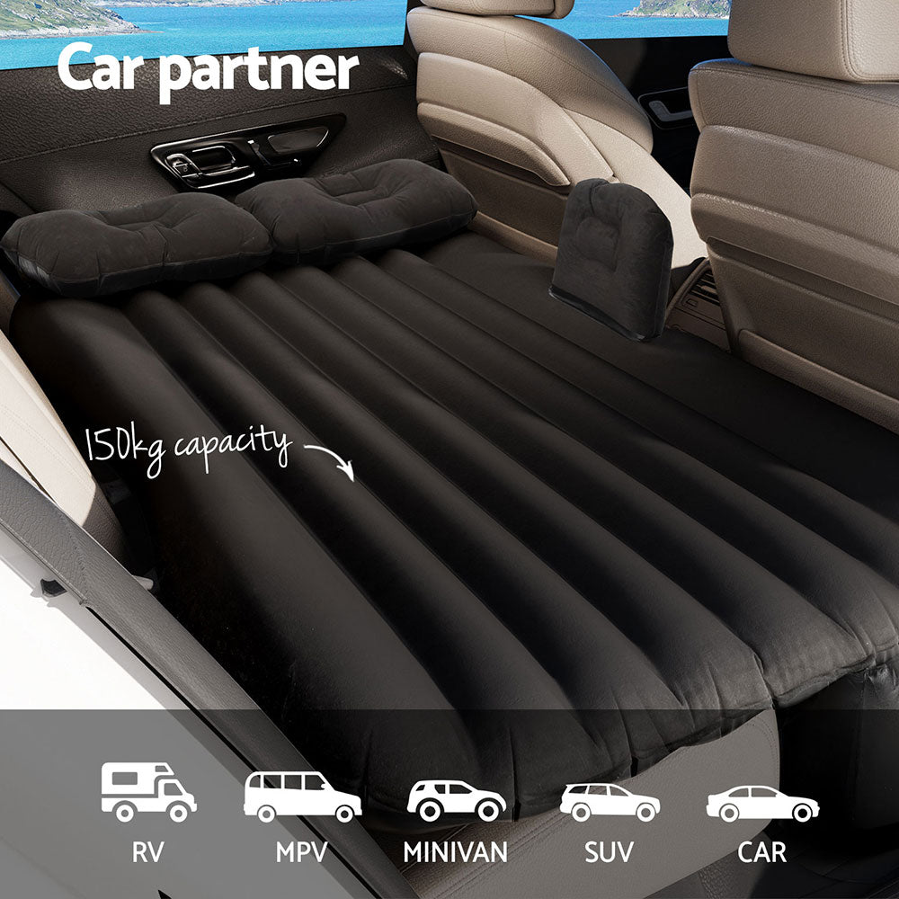 Inflatable Mattresses: Weisshorn Car Mattress 134x78 Inflatable SUV Back Seat Camping Bed Black