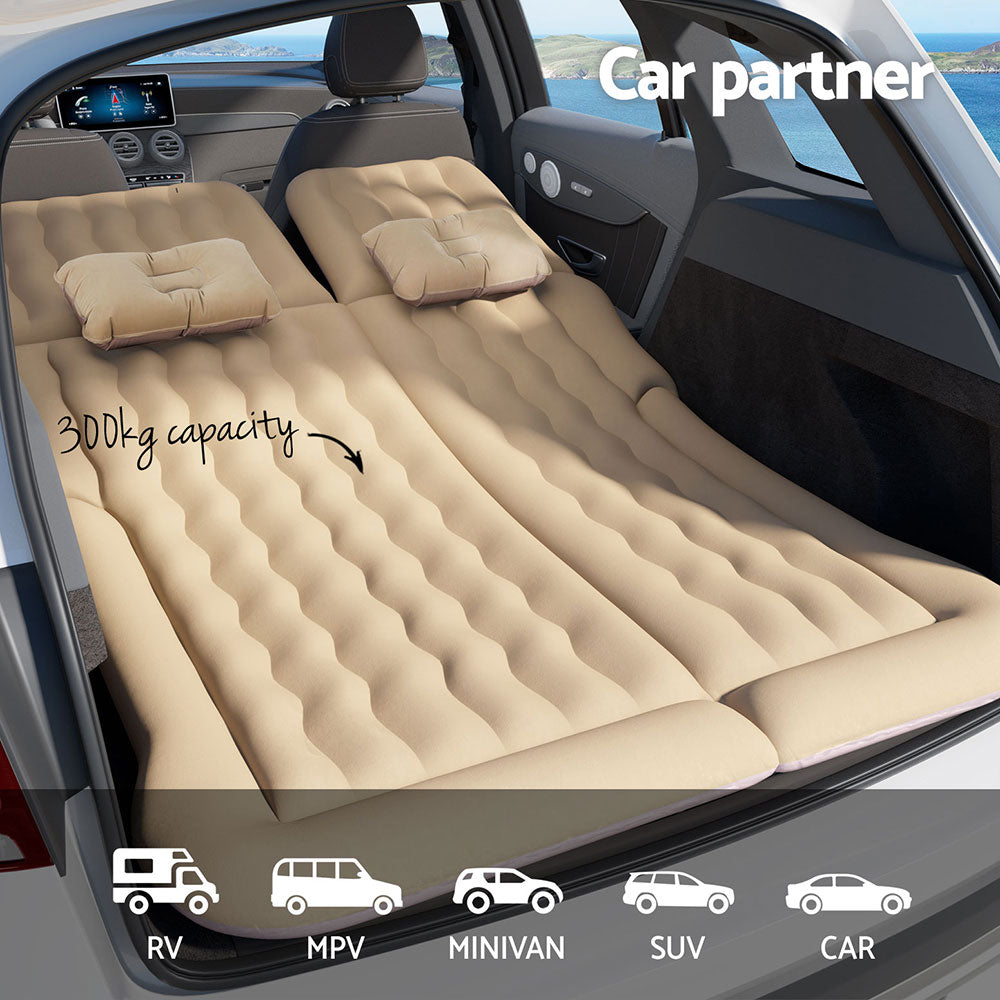 Inflatable Mattresses: Weisshorn Car Mattress 175x130 Inflatable SUV Back Seat Camping Bed Beige