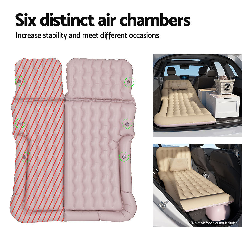 Inflatable Mattresses: Weisshorn Car Mattress 175x130 Inflatable SUV Back Seat Camping Bed Beige