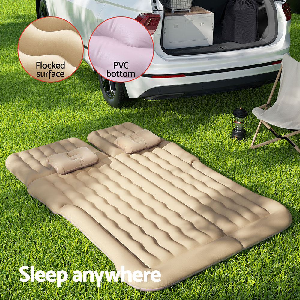 Inflatable Mattresses: Weisshorn Car Mattress 175x130 Inflatable SUV Back Seat Camping Bed Beige