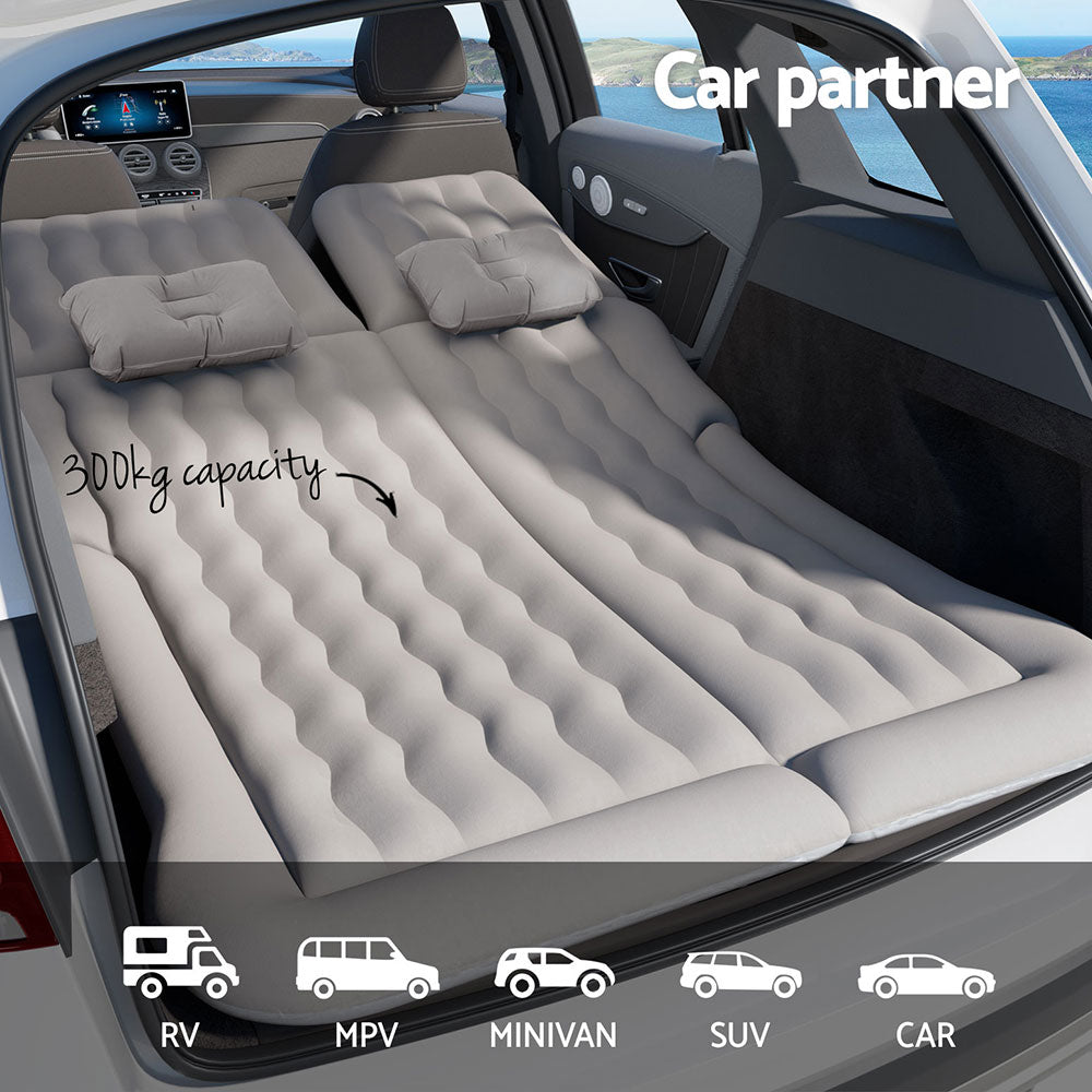 Inflatable Mattresses: Weisshorn Car Mattress 175x130 Inflatable SUV Back Seat Camping Bed Grey